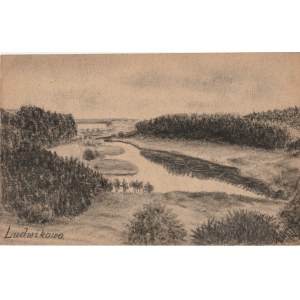 LUDWIKOWO k. Poznania. Widok okolic Ludwikowa, rys. ołówkiem autorst ...