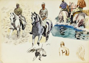 Ludwik MACIĄG (1920-2007), Szkice różne: ułani na koniach, zad koński, ułan