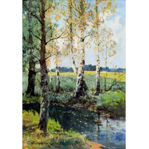 Wiktor KORECKI (1890-1980), Landschaft mit Birken