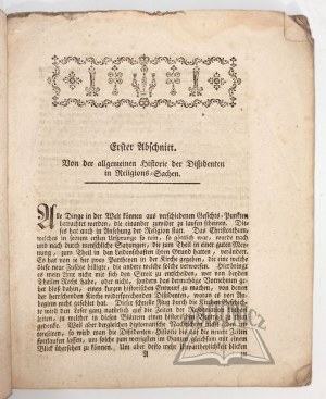 BAUMHAUER Michael Paul, Planmäßige kurze Geschichte der Dißidenten in Religions-Sachen