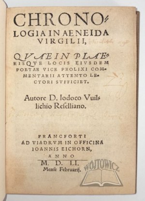 WILLICH Jodocus, Chronologia in Aeneida Virgilii,