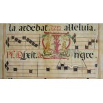 (MANUSCRIPT with text and note notation on parchment card). Charitas facta est in corde ejus ....