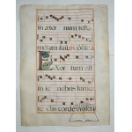 (MANUSCRIPT with text and note notation on parchment card). Redemptiónem misit Dóminus pópulo suo. ....