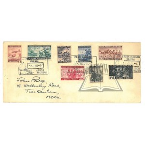 (STAMPS). (Druhá svetová vojna, 8 známok zrušených na obálke).