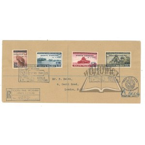 (ZNACZKI). (MONTE Cassino 1944, 4 znaczki kasowane na kopercie).