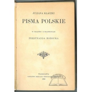 KLACZKO Julian, Polish Writings.