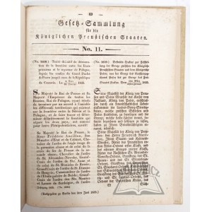 (ZBIÓR praw dla państw Królestwa Pruskiego 1836). Gesetz = Sammlung für die Königlichen Preußischen Staaten.