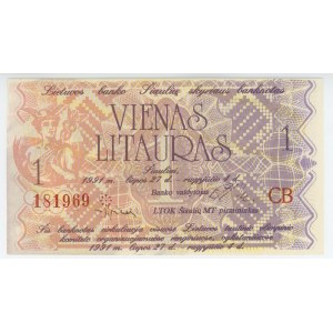 Lithuania 1 Litu 1991 Olympic Note