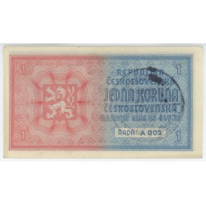 Bohemia & Moravia 1 Koruna 1939 (ND) Handstamp