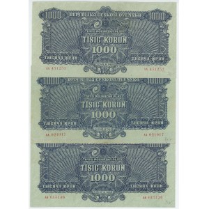 Tschechoslowakei 3 x 1000 Kronen 1944 Exemplar