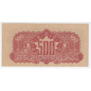 Czechoslovakia 500 Korun 1944 (1945) Stamped with E Specimen