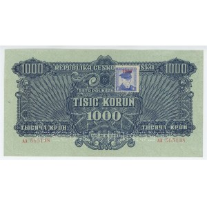 Czechoslovakia 1000 Korun 1944 (1945) Stamped with E Specimen