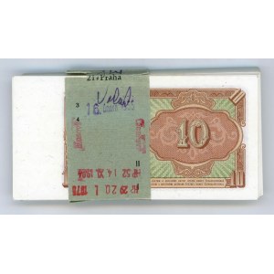 Czechoslovakia Original Bundle with 100 Banknotes 10 Korun 1953 Consecutive Numbers