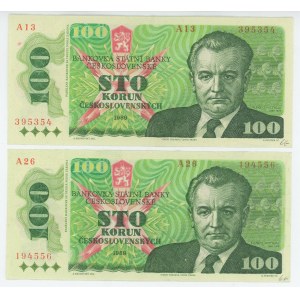 Czechoslovakia 2 x 100 Korun 1989