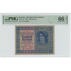 Austria 1000 Kronen 1922 PMG 66 EPQ
