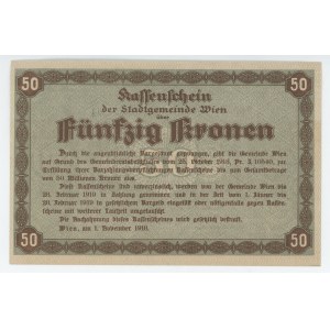 Austria Vienna (Wien) 50 Kronen 1918 Kassenschein