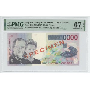 Belgium 10000 Francs 1997 (ND) Specimen PMG 67 EPQ Superb Gem UNC