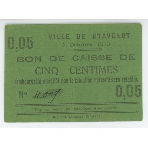 Belgium Commune De Stavelot 5 Centimes 1915