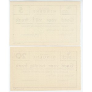 Belgium Wingene 5 & 20 Francs 1940 Emergency Issue