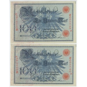 Germany - Empire 2 x 100 Mark 1908 Close Numbers