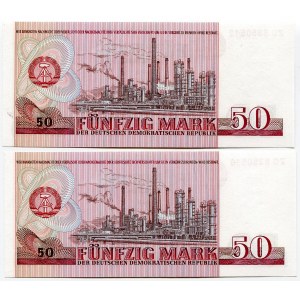 Germany - DDR 2 x 50 Mark 1971 Replacemnet With Coneconsecutive Numbers