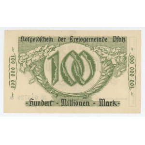Germany - Weimar Republic Pfalz 100 Millionen Mark 1923