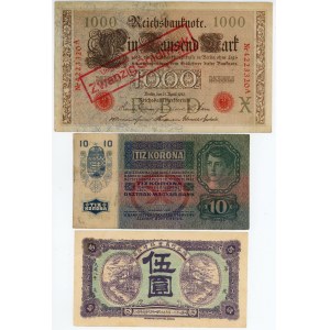 World Lot of 3 Banknotes 1910 - 1950