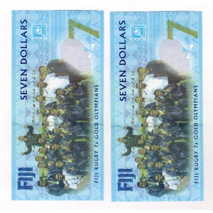 Fiji 2 x 7 Dollars 2016 (2017) With Consecutive Numbers
