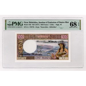 New Hebrides 100 Francs 1977 (ND) PMG 68 EPQ