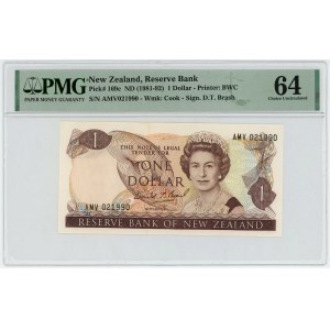 New Zealand 1 Dollar 1981 1992 (ND) PMG 64