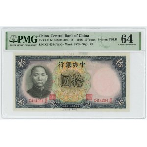 China 10 Yuan 1936 PMG 64