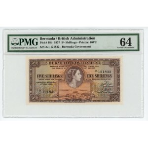 Bermuda 5 Shillings 1957 PMG 64