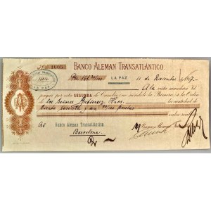 Bolivia Banco Aleman Transatlantico Bill of Exchange 1907