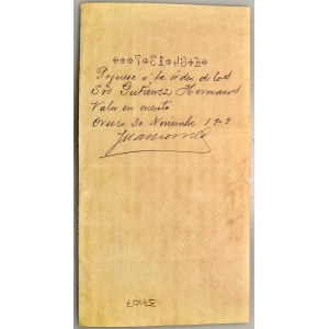 Bolivia Banco Francisco Agrandona Bill of Exchange for £84.3.7 Oruro 1909