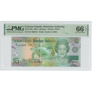 Cayman Islands 5 Dollars 2010 PMG 66 EPQ