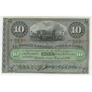 Cuba 10 Pesos 1896 Overprint PLATA