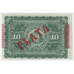 Cuba 10 Pesos 1896 Overprint PLATA