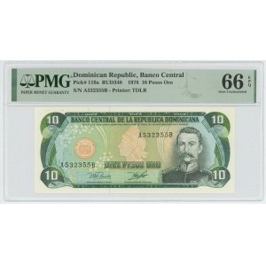 Dominican Republic 10 Pesos Oro 1978 PMG 66 EPQ