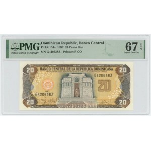 Dominican Republic 20 Pesos Oro 1997 PMG 67 EPQ