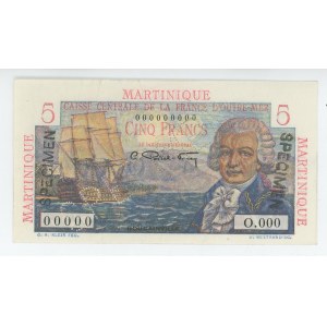 Martinique 5 Francs 1947 (ND) Specimen