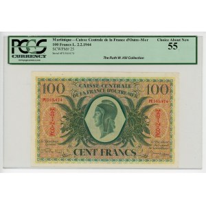 Martinique 100 Francs 1944 PCGS 55 Choice About New
