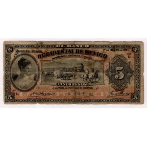 Mexico Banco Occidental de Mexico 5 Pesos 1904