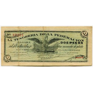 Mexico Tesorería de la Federación, Saltillo, Coahuila 2 Pesos 1914 Tesorería de la Federación, Saltillo, Coahuila