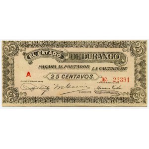 Mexico Estado de Durango 25 Centavos 1915 (ND) Estado de Durango