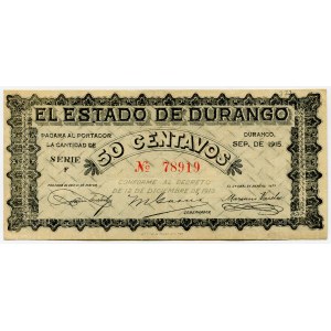 Mexico Estado de Durango 50 Centavos 1915 Estado de Durango