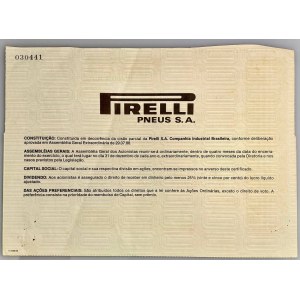 Brazil Pirelli Pneus SA 5 Shares 1991