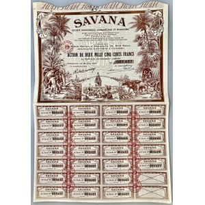 France Bordeaux Savana Society Share of 2500 Francs 1952 with Coupons