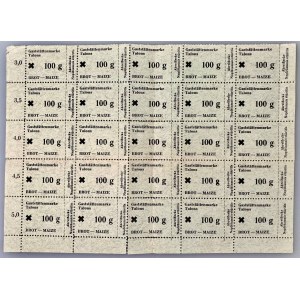 Germany Food Stamps 25 x 100 g 20th Century (ND) Uncut Sheet