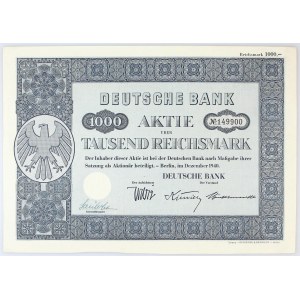 Germany - Third Reich Share of Deutsche Bank for 1000 Reichsmark 1940