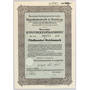 Germany - Third Reich Bond 4% of Hypothekenbank in Hamburg for 500 Reichsmark 1942